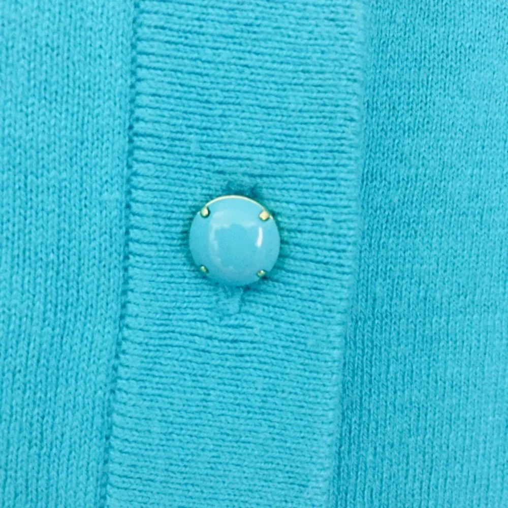 KATE SPADE Blue Silk Cotton Blend Cardigan Sweater Size Small